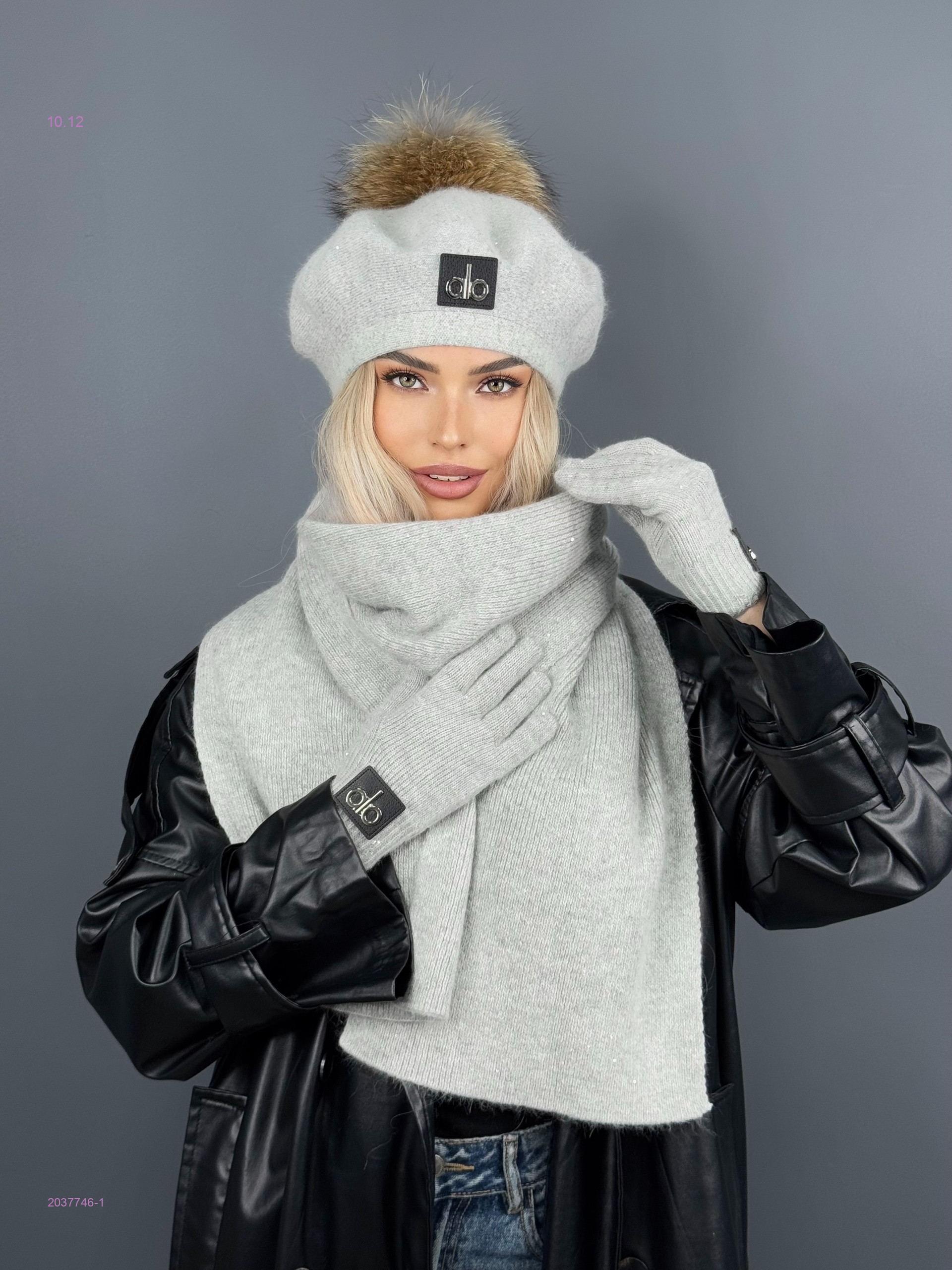 Берет + шаф + варежки 2037746-1