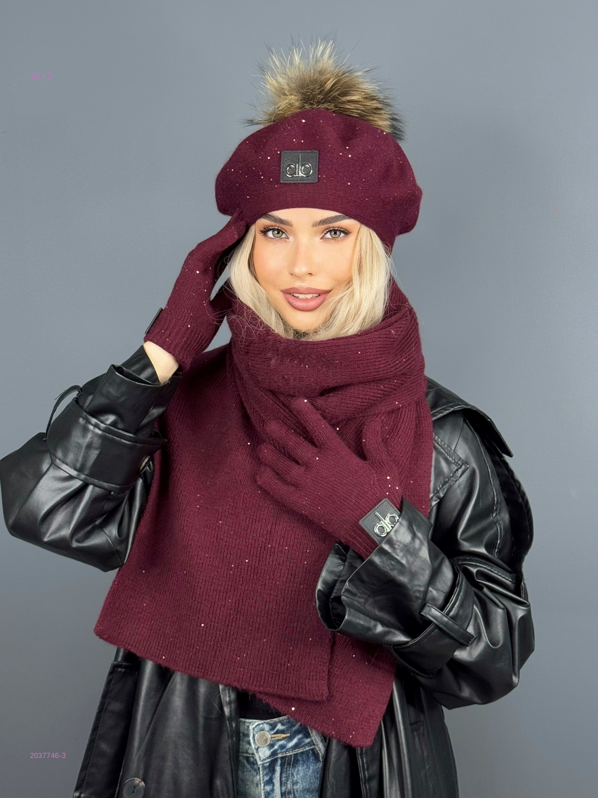 Берет + шаф + варежки 2037746-3