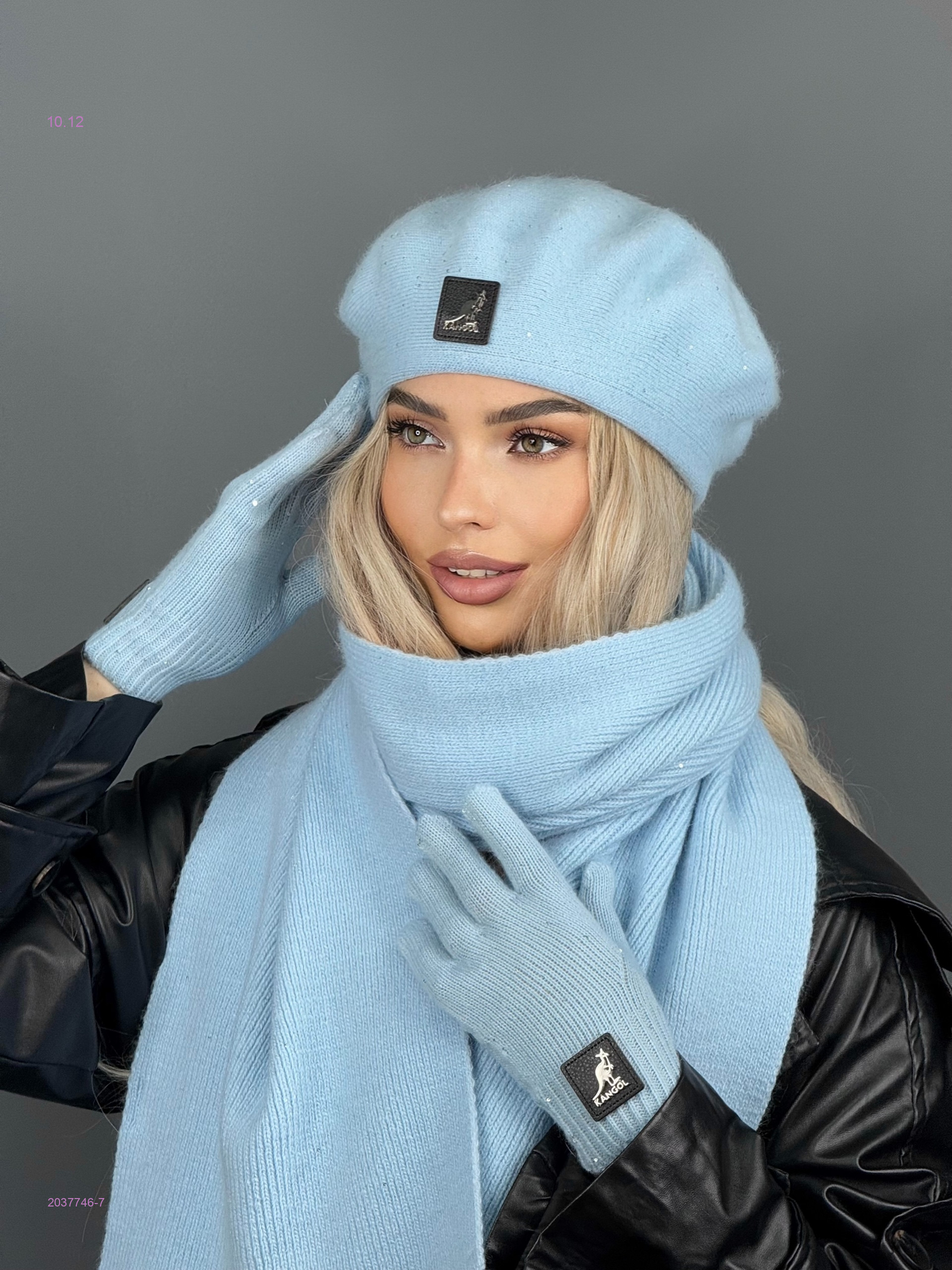 Берет + шаф + варежки 2037746-7